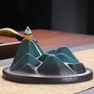 Mountain River Waterfall Backflow Incense Burner - Ceramic Zen Incense Holder for Meditation & Home Decor