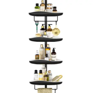 Shower Caddy Corner,56 to 115.7inches Adjustable Tension Pole Shower Caddy Stand, Rustproof 304 Stainless Steel pole for Bathroom, Bathtub Storage Organizer,4-Tier, Panda Clor