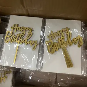 Happy Birthday Acrylic Cake Topper Set, Modern Letter Pattern Mirror Finish, Cake Decorations, Party Decoration Supplies, Perfect Gift