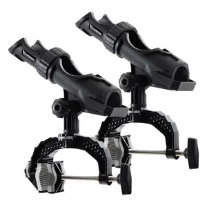Hitorhike Fishing Rod Holder with Aluminum Alloy Base and One-Click Lock System Fits Round Square Tubes 0.59"~4.53" Enlarged Clamp Range for Bank Boat Kayak Fishing Rod Holder