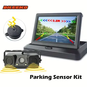 Foldable Car Parking Aid with 3-in-1 Sensor Camera, Rear View Night Vision & Buzzer Alarm System for Reversing, Obstacle Detection, Compatible with Most Vehicles (No Battery Required)