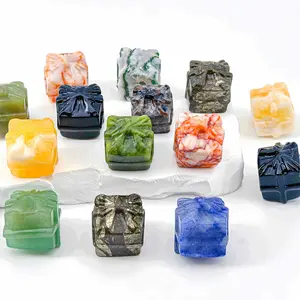 Natural Crystal Carved Christmas Gift Sugar Cube Ornament