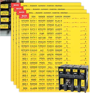 4 Sheets(516pcs) Circuit Breaker Labels, Electrical Panel Labels, Self-Adhesive Breaker Box Label Waterproof Fuse Box Stickers Fuse Panel Marker Sign for Home Office Electrical Panels(Yellow)