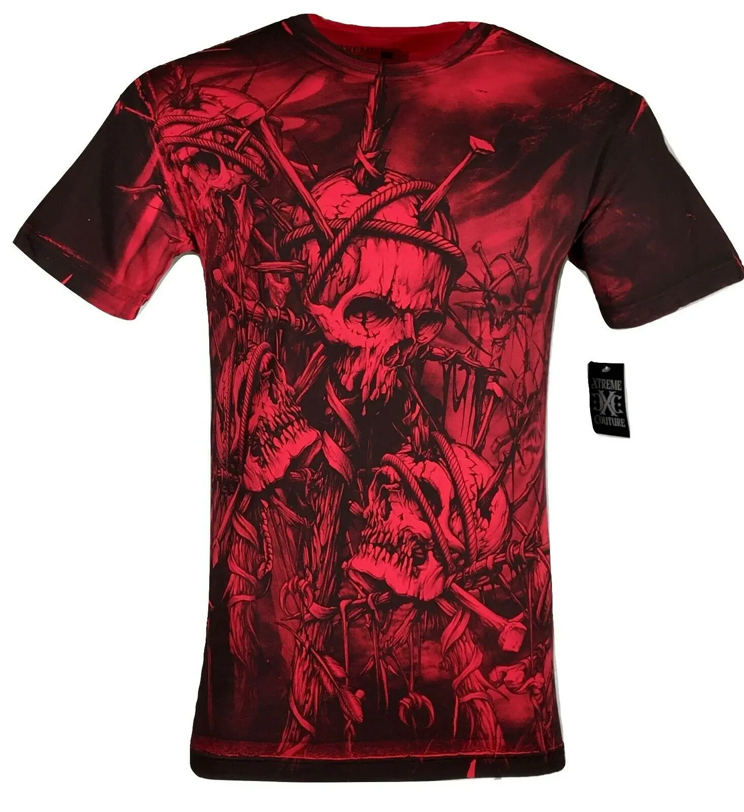 Xtreme Couture Men's 100% Cotton Tshirt - Headhunter Graphic Print, Short Sleeve Round Neck Top, Casual Streetwear Menswear Made in USA