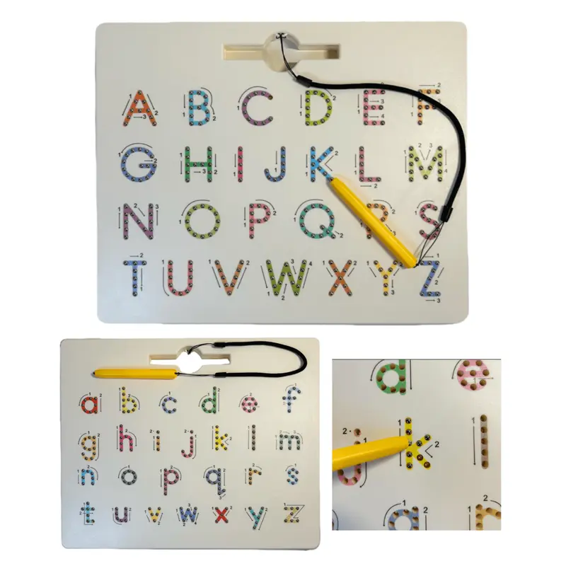Channie’s Alphabet MagPad Double-Sided Magnetic Tracing Board MA100 - Preschool Learning Materials, Toddler Gifts, Interactive Hands-On Learning Classroom Educational Tool with Magnetic Balls Handwriting Aid for Young Learners