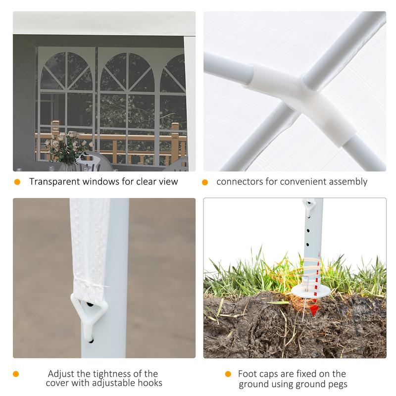 10' x 10'/20'/30' Outdoor White Waterproof Gazebo Canopy Tent with Removable Sidewalls for Party Wedding Events Beach BBQ