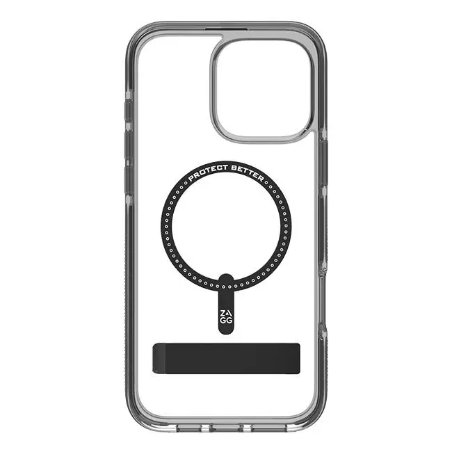 Zagg Piccadilly Snap Case with MagSafe + Kickstand - iPhone 16 Pro Black clear case