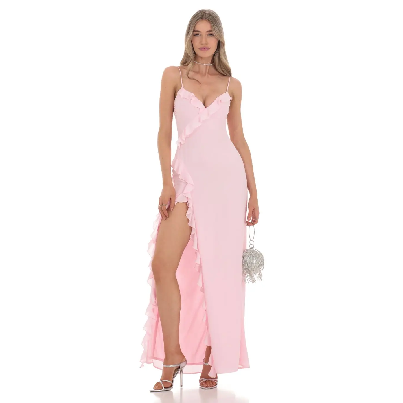 Lucy in the Sky Ruffle V-Neck Maxi Dress in Pink - TikTok Shop Lucy in the Sky Ruffle V-Neck Maxi Dress in Pink - TikTok Shop