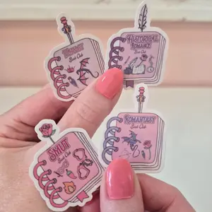 4 Spiral Notebook Book Tropes Reading Book Lover - Waterproof Glitter or Glossy Stickers 2.75" Size Customizable for Kindle Book or Tablet Durable Stylish Design