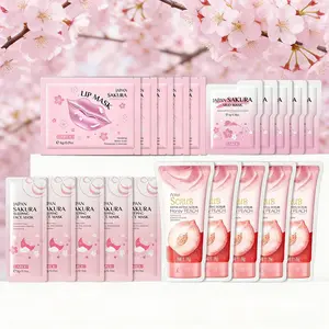 Sakura Skin Care Kit, 20 pcs/set Moisturizing Facial Masks, Lip Masks, Mud Mask & Facial Scrub, Hydrating Jelly Face Care Set for Women, Hydrate, Face Products, Moisturizer Hydrating Mask