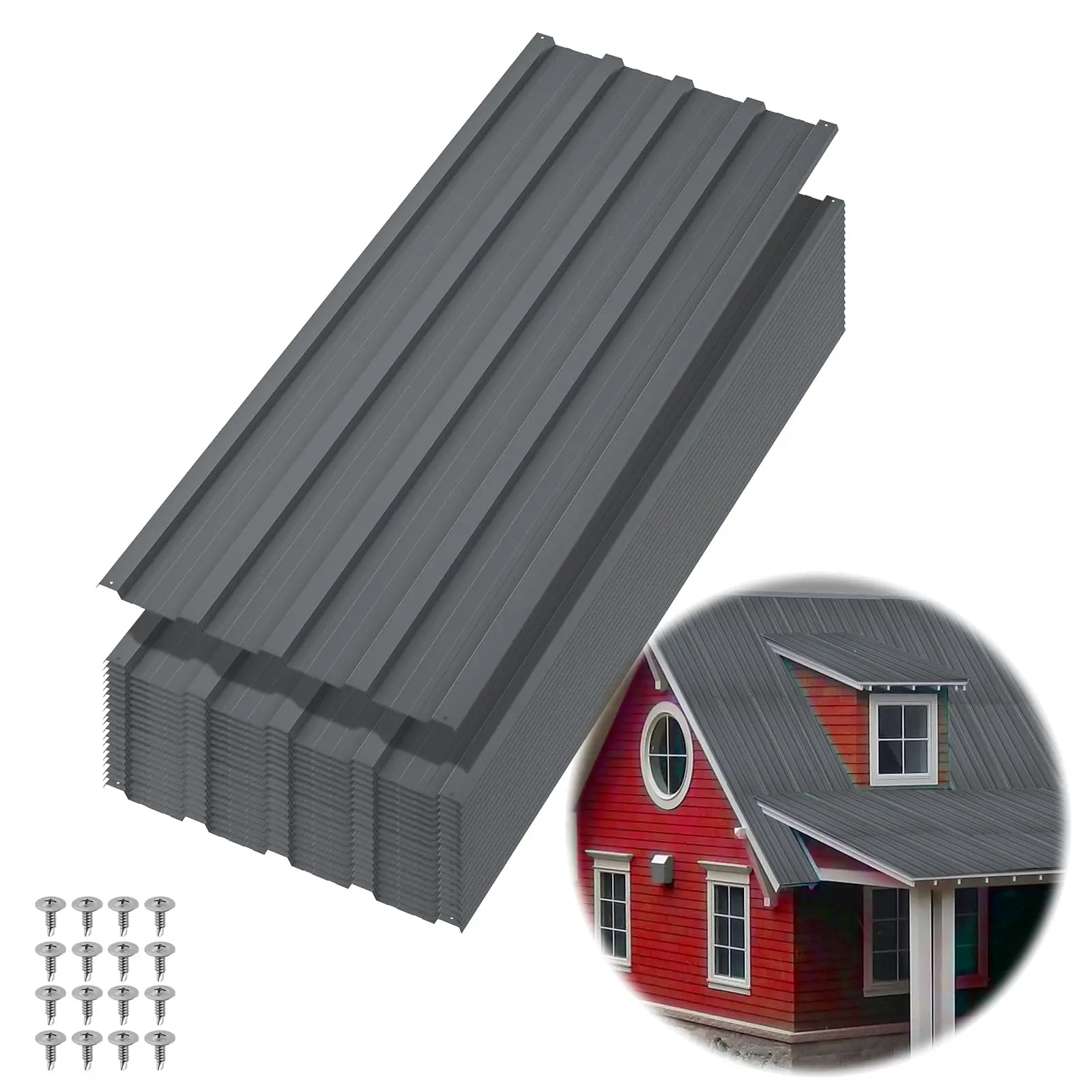 Garvee Heavy Duty Corrugated Metal Roofing Panels – Galvanized Steel Roof Sheets, Waterproof, Rust Resistant, Easy Install – For Carports, Patios, Gardens, Garages, Outbuildings, Stables – 20 Pieces,