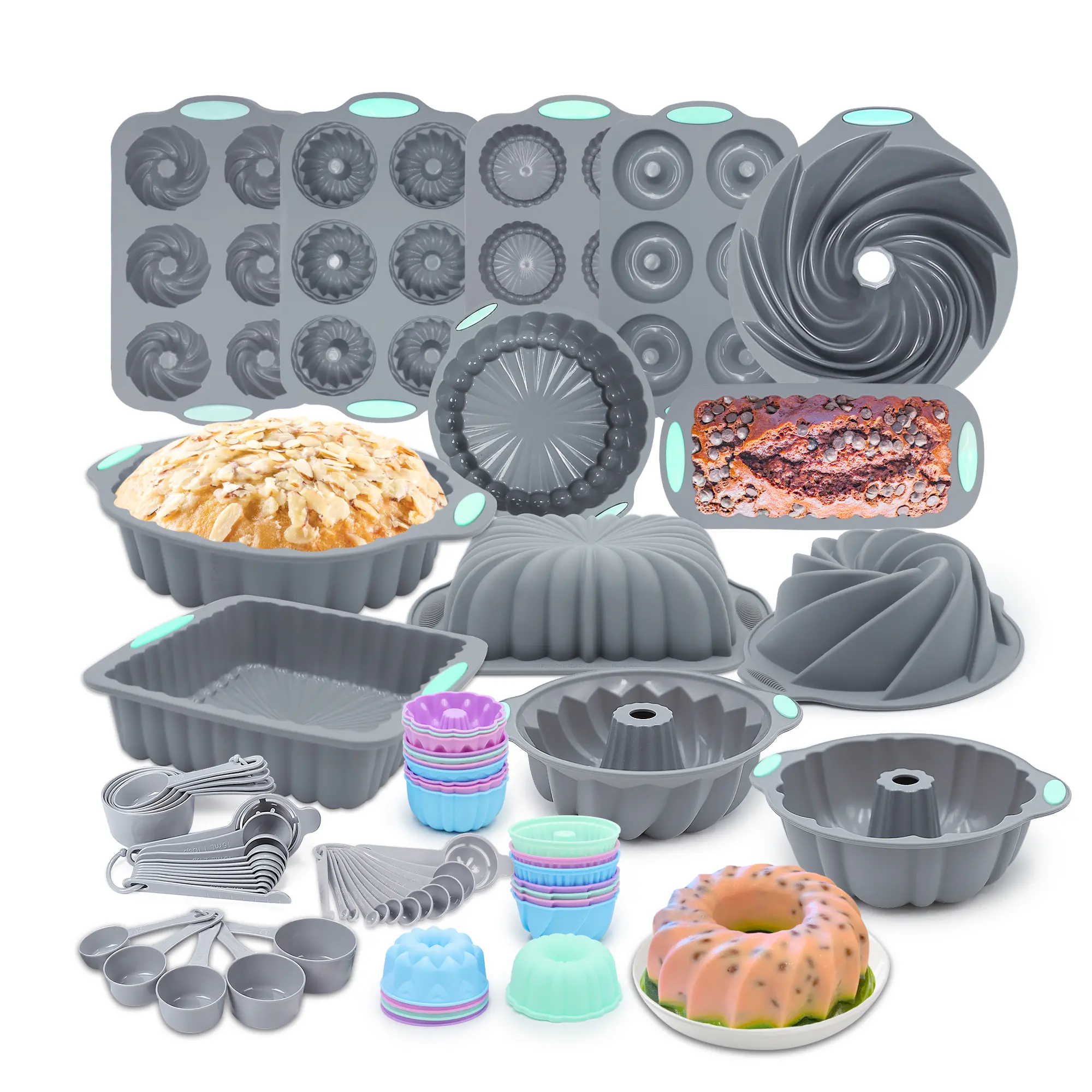 To Encounter Fluted Grooved-Edges Silicone Baking Mold Set - Reusable, Multi-Size, Various-Capacities, High-Temp Oven-Safe Non-Stick Bakeware for Banana Bread/Pound Cake, Mother’s Day Gift