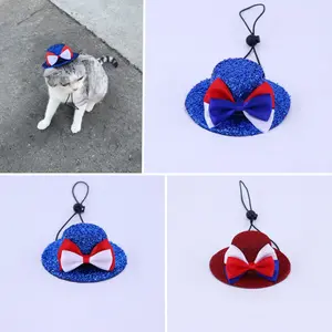 American Independence Day Party Pet Costume Supplies Blue Top Hat Independence Day Cat and Dog Accessories