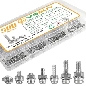 500 count Stainless Steel Nut and Bolt Assortment Kit, M2 M2.5 M3 M4 M5 Small Metric Machine Screws, Multipurpose Hardware Set for DIY Projects, Repairs, Electronics