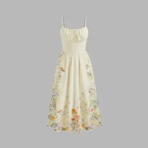 Cider [size 0-26] Square Neck Floral Shirred Midi Dress