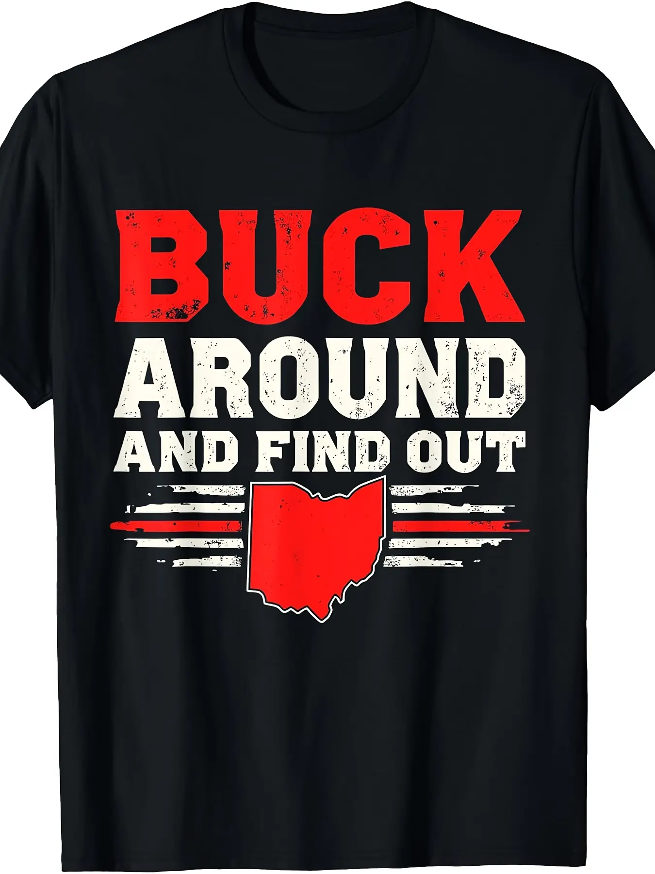 Buck Around and Find Out Ohio Map T-Shirt _ Casual unisex soft cotton short sleeve t shirt, vintage graphic casual tee for men women teens, perfect birthday holiday gift for camping travel gym daily street casual wear