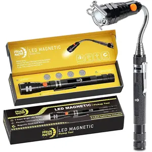 Magnetic Pickup Tool Gifts for Men, Telescoping Magnet Flashlight, Gifts Idea & Gifts for Him, Mechanic, Tech, Handyman, Boyfriend, Birthday Gifts for Dad, Husband, Father, Black