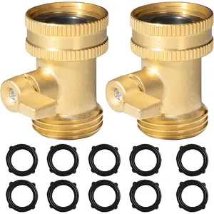 Brass Garden Hose Shut Off Valve, 2 Pack Heavy Duty 3/4 Inch Solid Brass Garden Hose Shut Off Valve with 10 Extra Rubber Washers