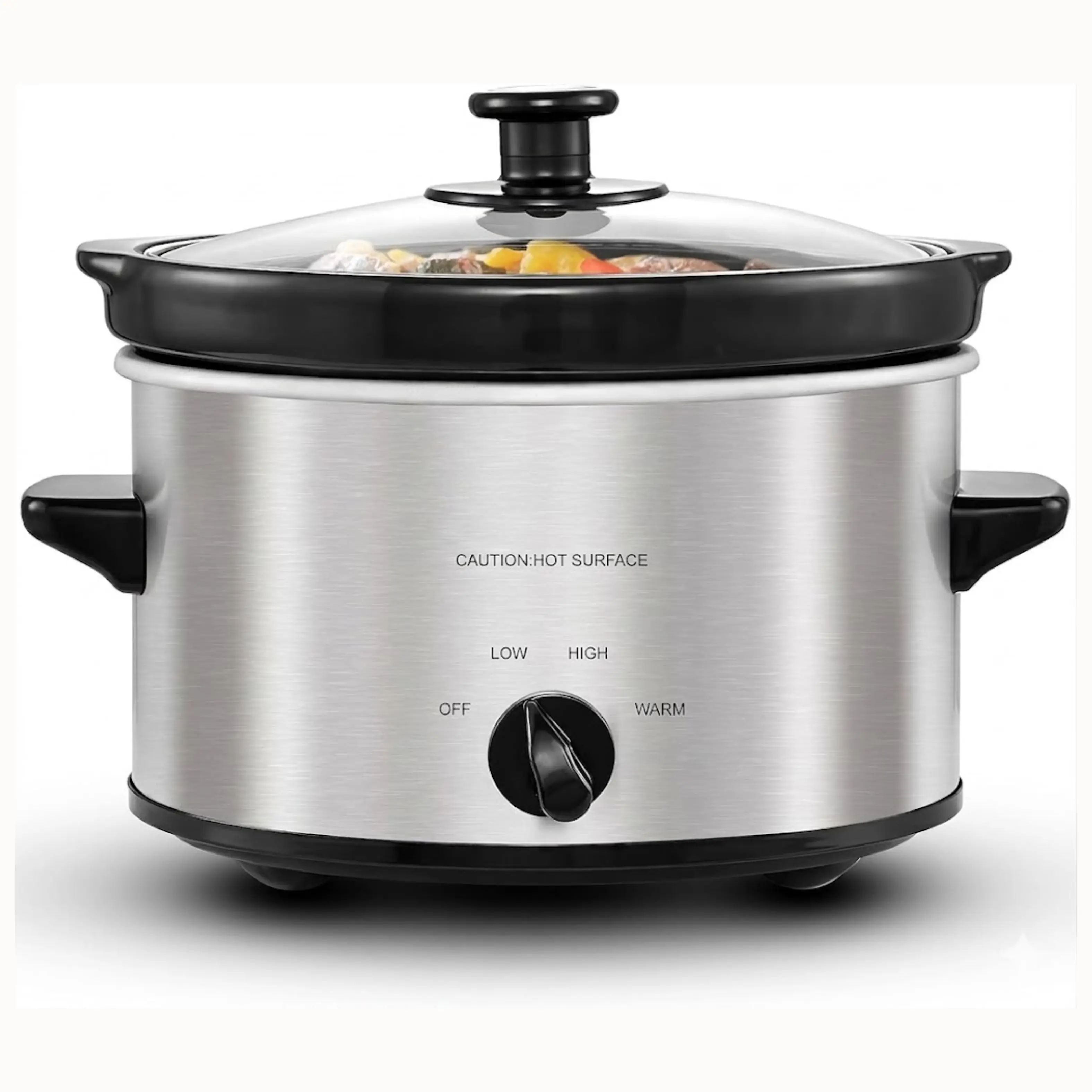 MST-275XS 2-Qt Stainless Steel Electric Oval Slow Cooker - Adjustable Temp, Dishwasher-Safe Glass Lid & Crock for Entrees, Sauces