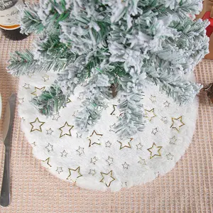 2025 Cute Snowflake & Star Mini Christmas Tree Skirt Desktop Tree Base Decoration Festive Tabletop Ornament