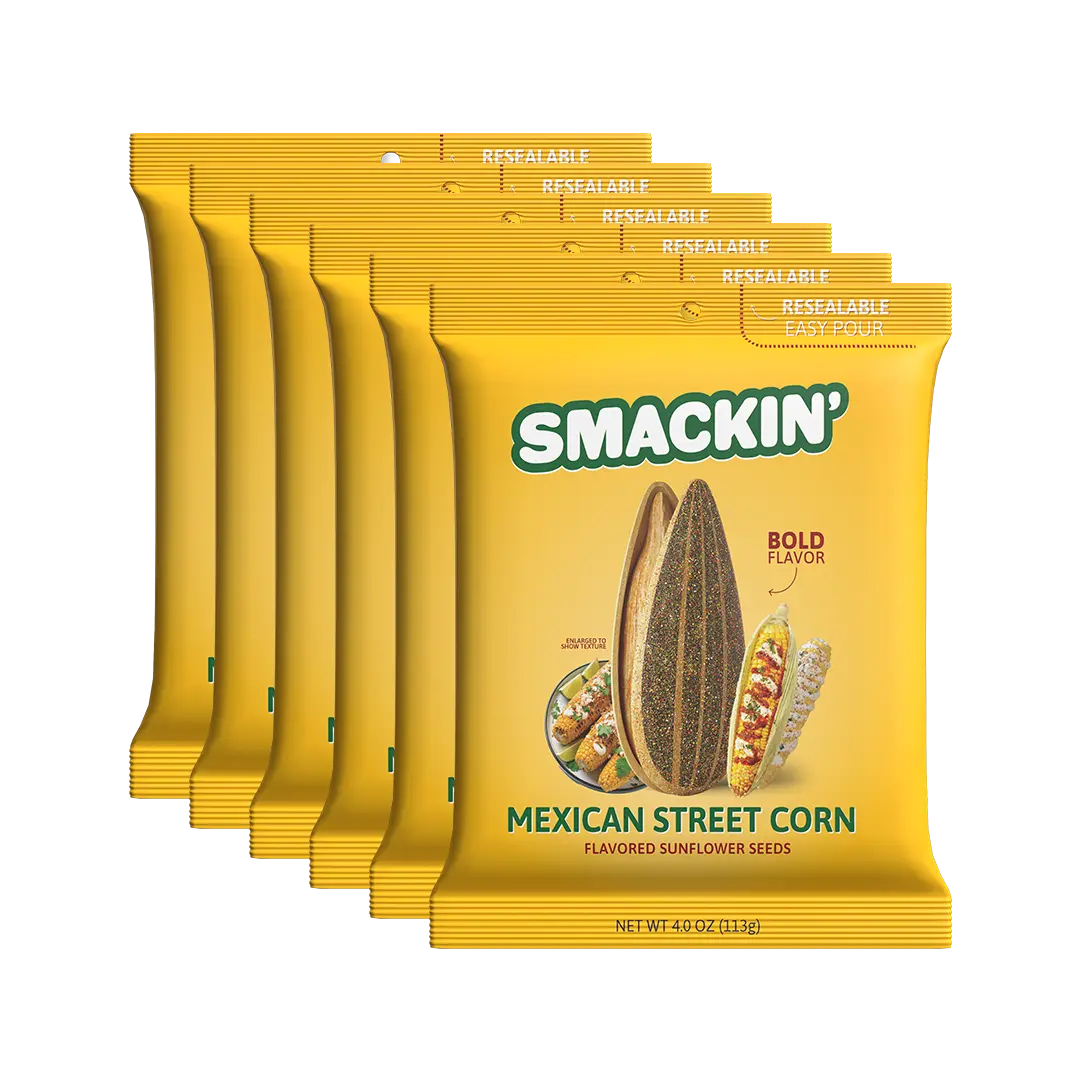 SMACKIN' Sunflower Seeds Mexican Street Corn - 6 Resealable 4 OZ Bags
