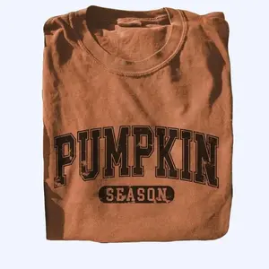 Comfort Colors Retro Varsity Pumpkin Season Shirt, Cute Fall Vibes Tee, Fall Thanksgiving Gift, Halloween Gift for Women