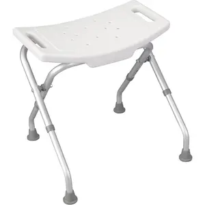12486 Folding Shower Chair, Bath Bench with Drainage Holes and In-Seat Handles, Supports Users Up To 300 Pounds, White