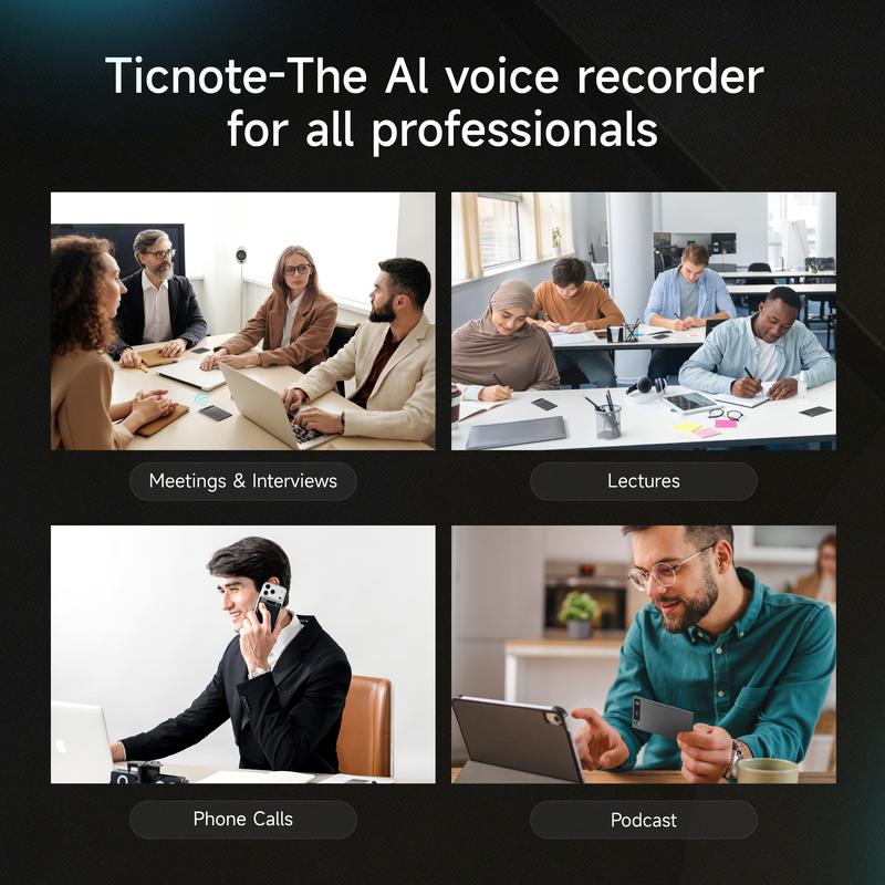 Mobvoi TicNote Agentic AI Notetaker Translator Voice Recorder 64GB Memory Note Recorder 120+ languages with Speaker ID Real-time Transcription and Translation AI Podcast Deep Research Content Creation for Phone Call Lectures Meetings Interviews