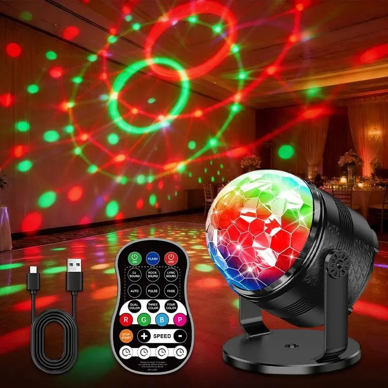 GOLDACE Sound Activated Party Mood Light with Remote - Type C, 3 Control Modes (Voice Control), Monochrome, DJ Strobe, Disco Ball, Indoor Use for Home Decor, Dance Parties