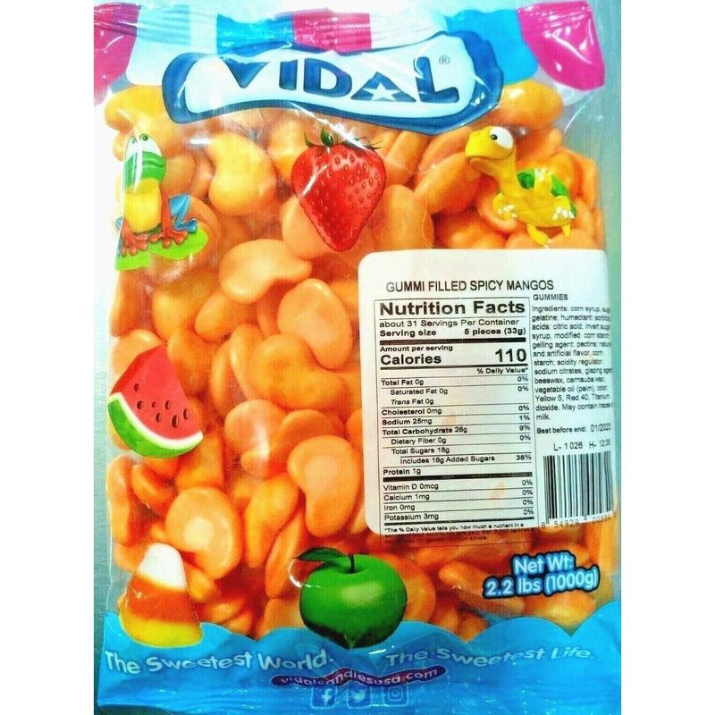 Vidal Gummi Candy 2.2 lb – Chewy Fruity Gummies: Spicy Mango & Pineapple Rings, Single or 2-Pack Combo