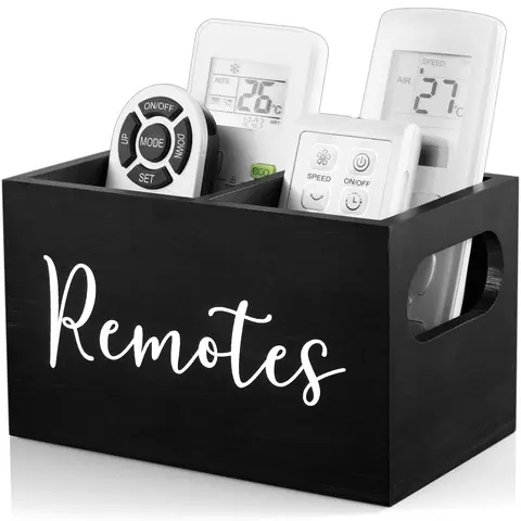 Remote Control Holder, 1 Count Wooden Remote Box for Nightstand, Bedside Caddy for Home Decor, Desk Organizer for Home Office, Desk Organizer Tidy, Office Desk Accessory