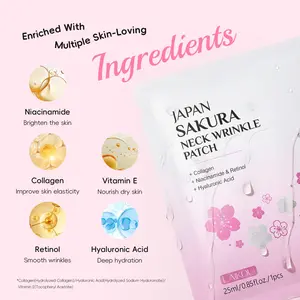 Sakura Neck Wrinkle Patch, Nourishes Neck Skin, Reduces Wrinkles, Hydrates Moisturizes, Firming, Collagen, 25ML/piece, Beauty Essential, Body Care