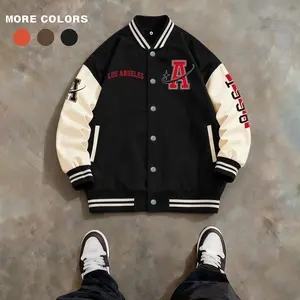 Men's Baseball Jacket 100% Polyester Multi-Color Black Orange Coffee LA, Los Angeles, "A", Stars & "1998" Graphic Print Varsity Coat Vintage Retro Classic Old School Casual Sports SWAG Streetwear Lined Winter Jacket Trendy Gift Menswear Tops
