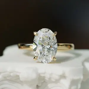 9-K Lab-Grown Diamond 3 ct VS1-D Four-Prong Oval Cut lab-grown diamond Ring — Light Luxury, Premium Feel, Versatile for Everyday Wear, Engagement/Proposal Diamond Ring pwq04999