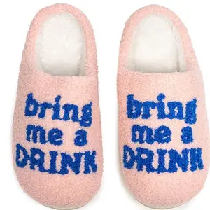 Drink Slippers | Fuzzy Non-Slip Slippers - Warm Cozy Soft Lightweight Plush Slipper – Cute Home Slippers - Easy Slip-On Design – Unisex Indoor & Outdoor Use Shoes
