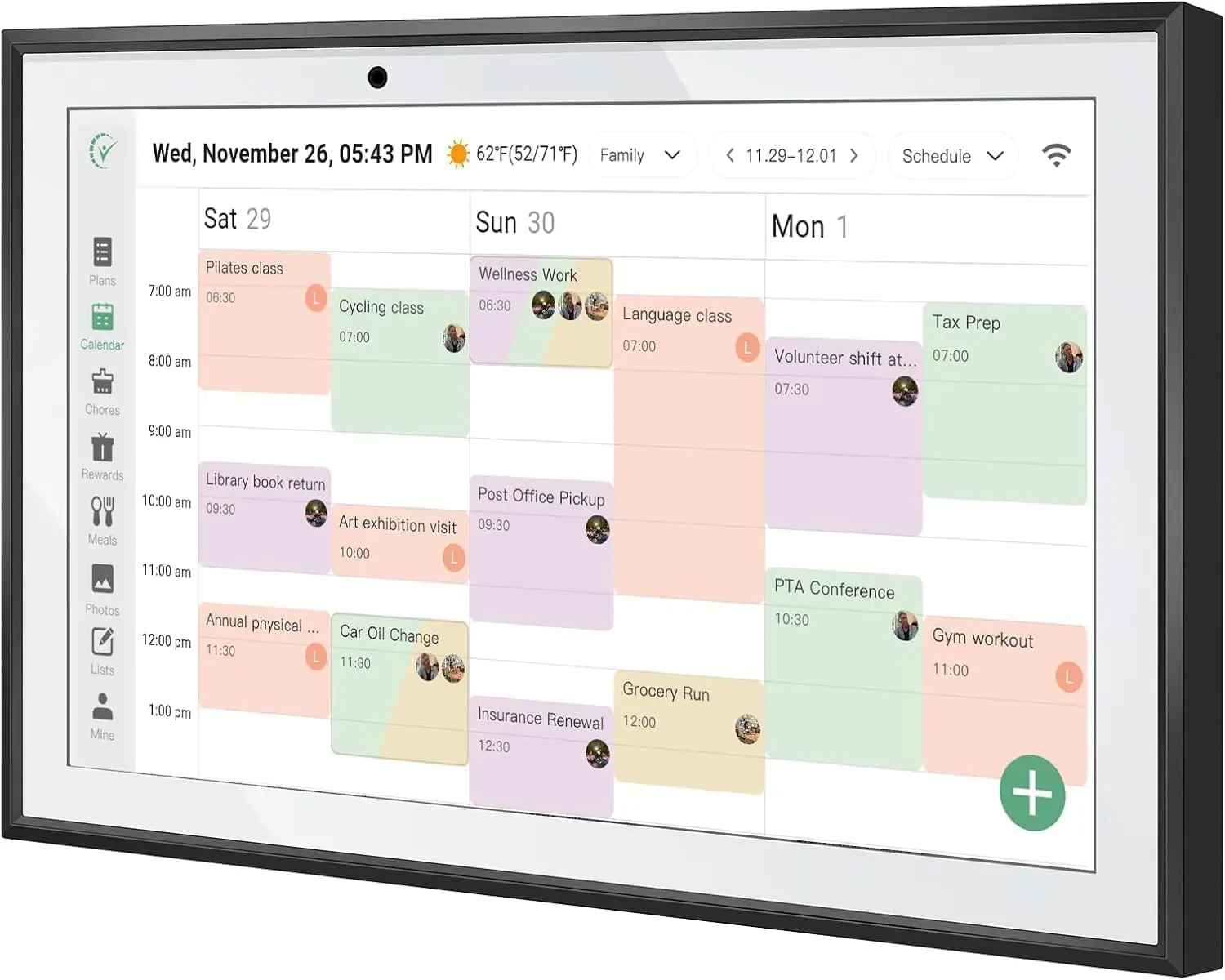 WiFi Digital Calendar Smart Family Planner,Chore Charts, Achievement Rewards, AI Meal Planning, Smart Touchscreen Interactive Display for Schedules and Cloud Photo Desk Calendar Refills, 10.1'' Black