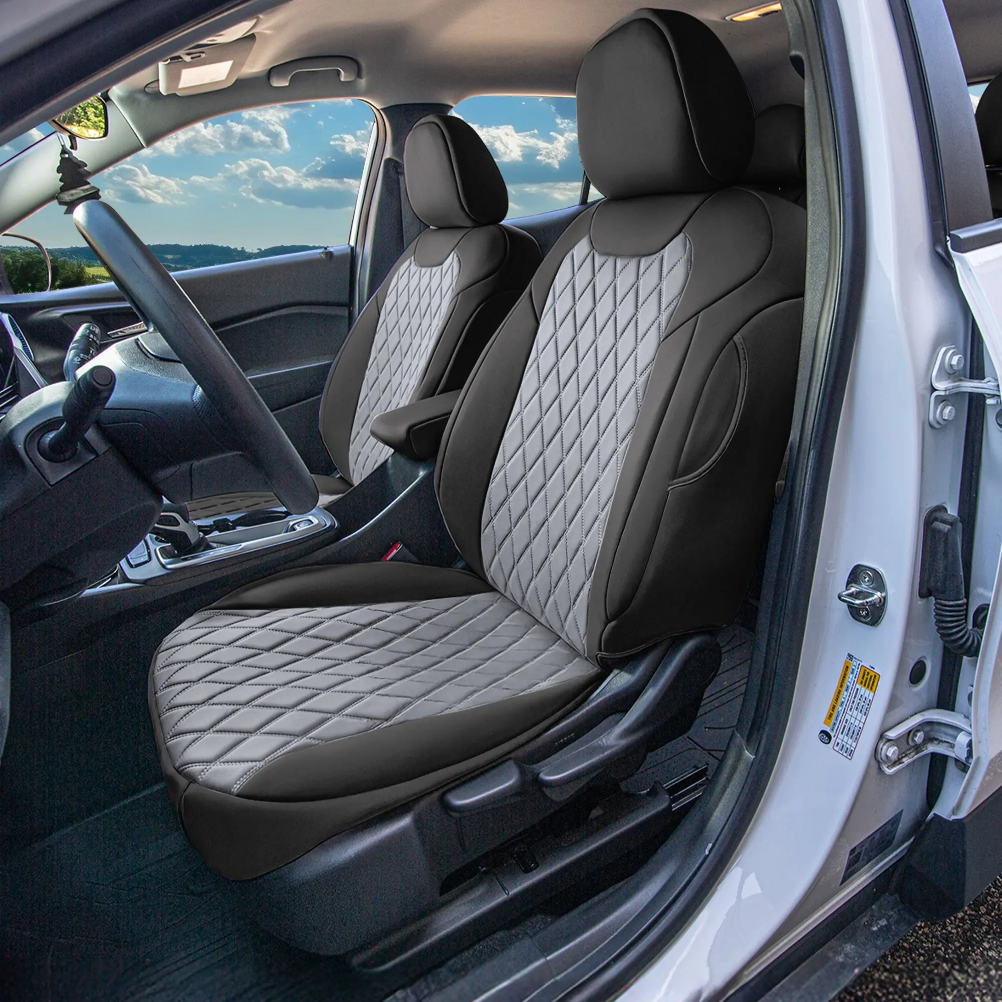 FH GROUP Custom-Fit Protective Front Seat Covers for Chevrolet Trax 2024-2026, Gray Ultraflex Neoprene, Removable, Includes Front Headrests, Ideal for Daily Drivers, Front Seats