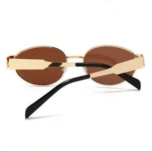 Vintage Oval Sunglasses For Women Men Small Metal Frame Sunglasses For Women Lampshades