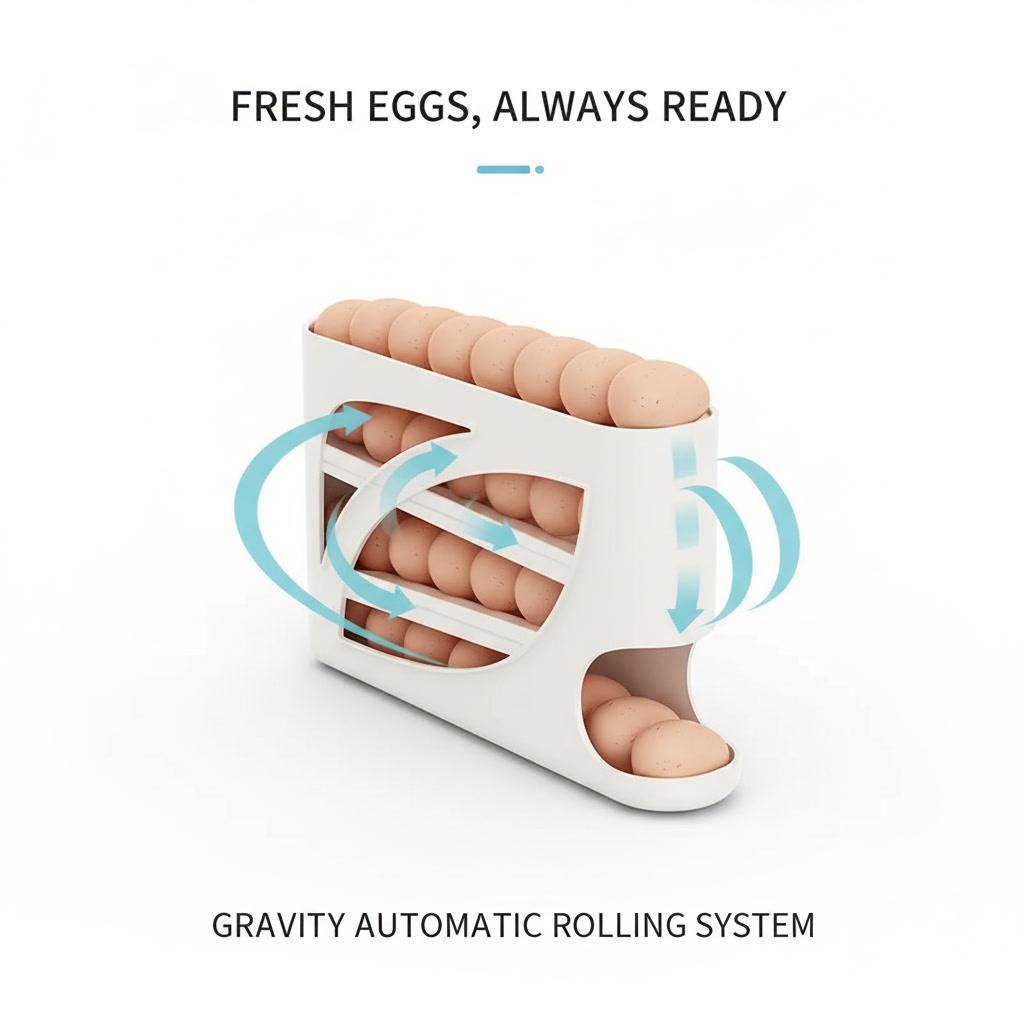 Self Rolling Egg Dispenser for Refrigerator – 4 Tier Space Saving Egg Holder for Fridge, Gravity Fed Egg Organizer Storage Rack, Large Capacity Holds 30 Eggs, Kitchen Countertop Egg Tray Self Rolling Egg Dispenser for Refrigerator – 4 Tier Space Saving Egg Holder for Fridge, Gravity Fed Egg Organizer Storage Rack, Large Capacity Holds 30 Eggs, Kitchen Countertop Egg Tray