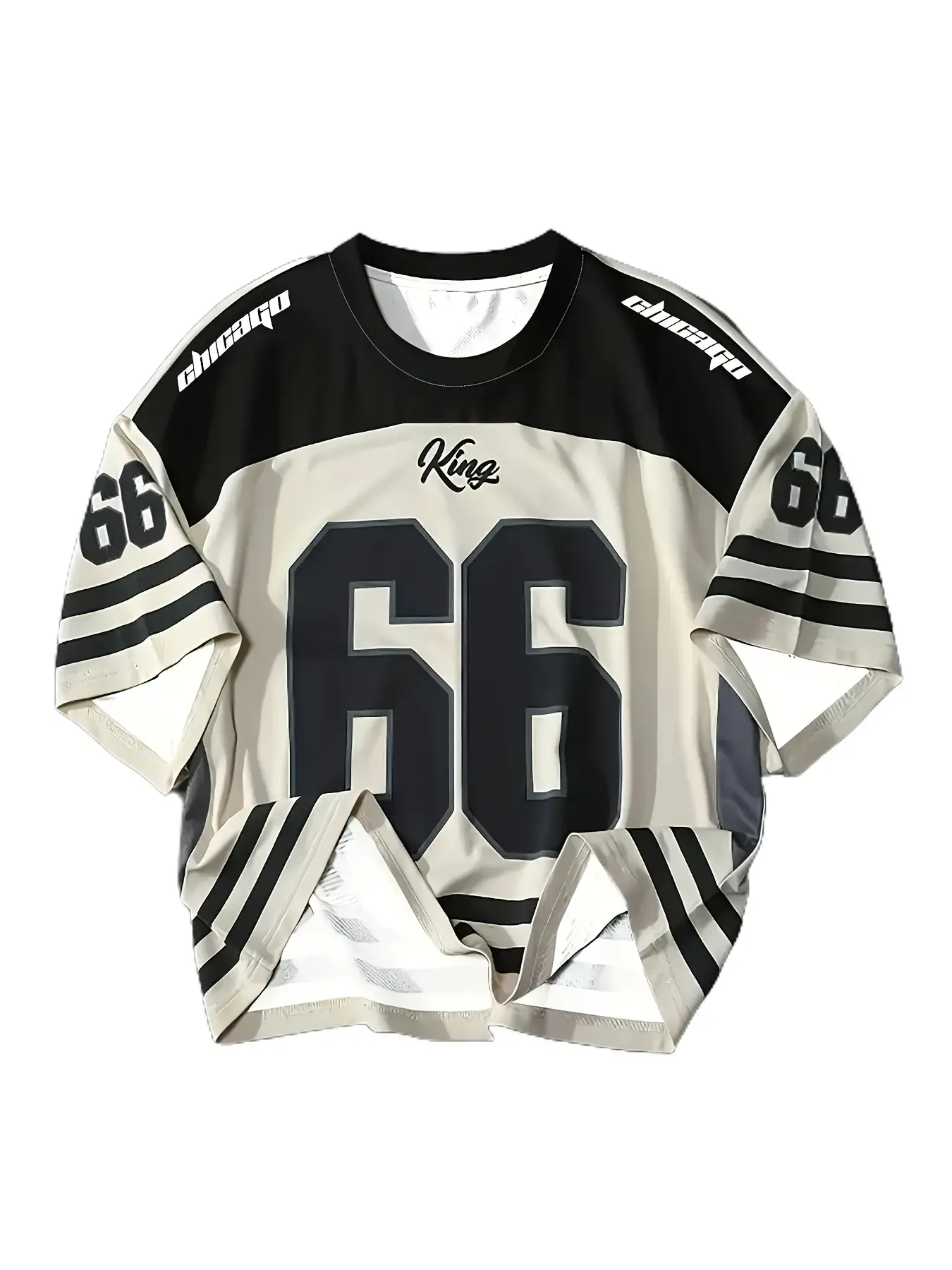 King Men's Plus Size 3D Chicago 66 Full Print T-Shirt - Breathable Stretch Knit Regular Fit Crew Neck Casual Track Top Machine Washable Sporty Style Stretch Fabric Menswear Tshirt Crewneck Shortsleeve Streetwear Tropical White Classic Gym