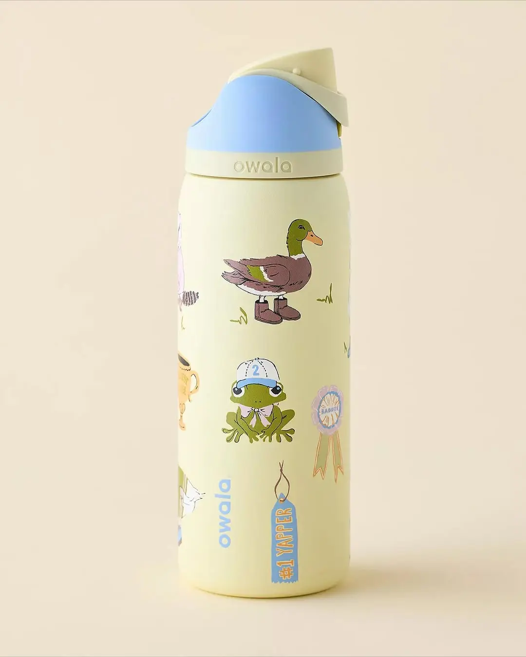 Owala 32 oz Stainless Steel Insulated Flask Tumbler - Insulated Bottles for Dorm Use, Duck Pattern, Straw Cap, Hot and Cold Water Vacuum Flask Design