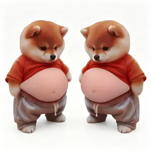 8-Pack Cute Animal Belly Door Stopper Wall Protector, Soft Silicone 3D Anti-Collision Sticker for Home Decor, Funny Shiba Inu & Cat Squeeze Toy for Stress Relief, Noise Reduction Door Bumper for Home & Office