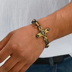 Men's cross bracelet 316L stainless steel wear-resistant non-discoloration