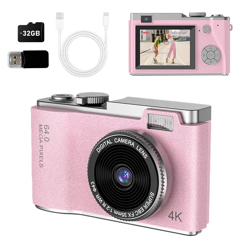 Digital Camera, Vlogging Camera for Photography with 32GB Card,Portable Compact Dual cameras for Kids Teens Adult Beginner with 8X Zoom, Filters, Games sohochic