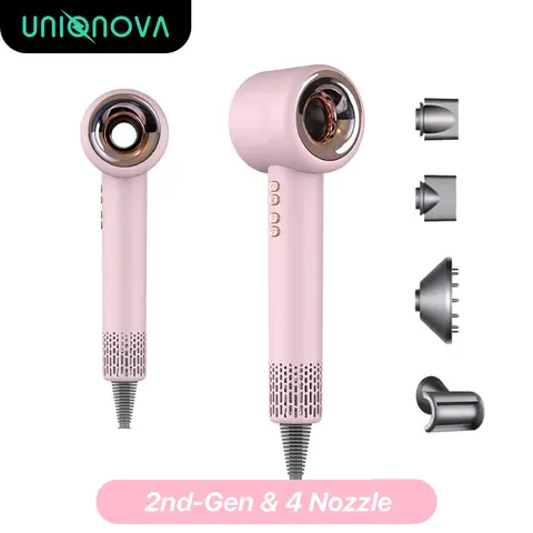 UNIQNOVA Leafless Fast Drying Hair Dryer Negative Ionic Blow High-Speed 110,000 RPM Brushless Powerful Motor Hairdryer Low Noise Magnetic Nozzle