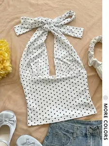 Elegant Women's Backless Halter Top Sleeveless Vest, Fashionable Choice for Parties and Casual, Stylish Ladies' Apparel Womenswear