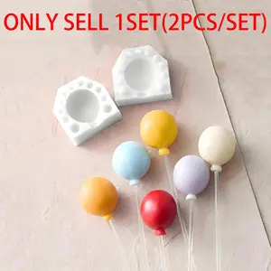 2pcs/set Silicone Balloon & Lollipop Mold - Clamping Balloon Silicone Mould Round Lollipop Chocolate Mould, Perfect for Chocolate, Fondant, and Cake Decorating, Silicone Baking Mold, Silicone Molds, Bakeware
