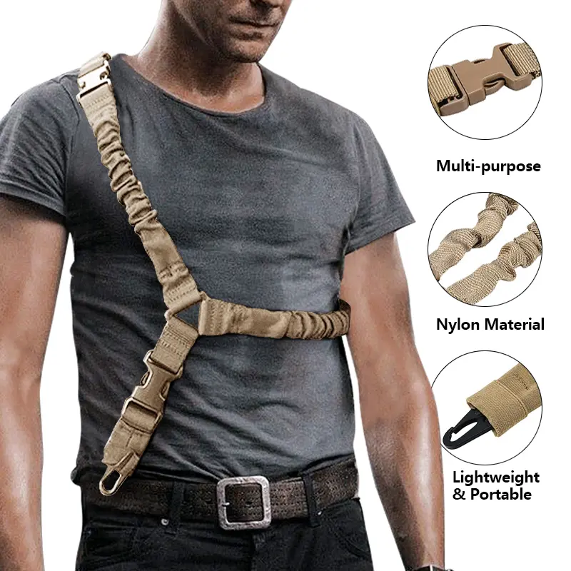 Tactical Single Point Rifle Sling - 1 Count Durable Nylon Rope Strap with Heavy-Duty Metal Buckle for Hunting & Outdoor Recreation