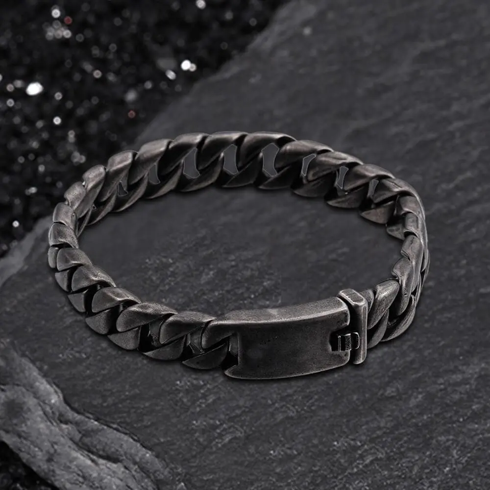 GTHIC 13 MM Stainless Steel Cuban Chain Bracelet for Men, Minimalist Jewelry, Metal Bracelet, Minimalist Chain Bangles