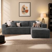 Grey Corduroy Right Chaise